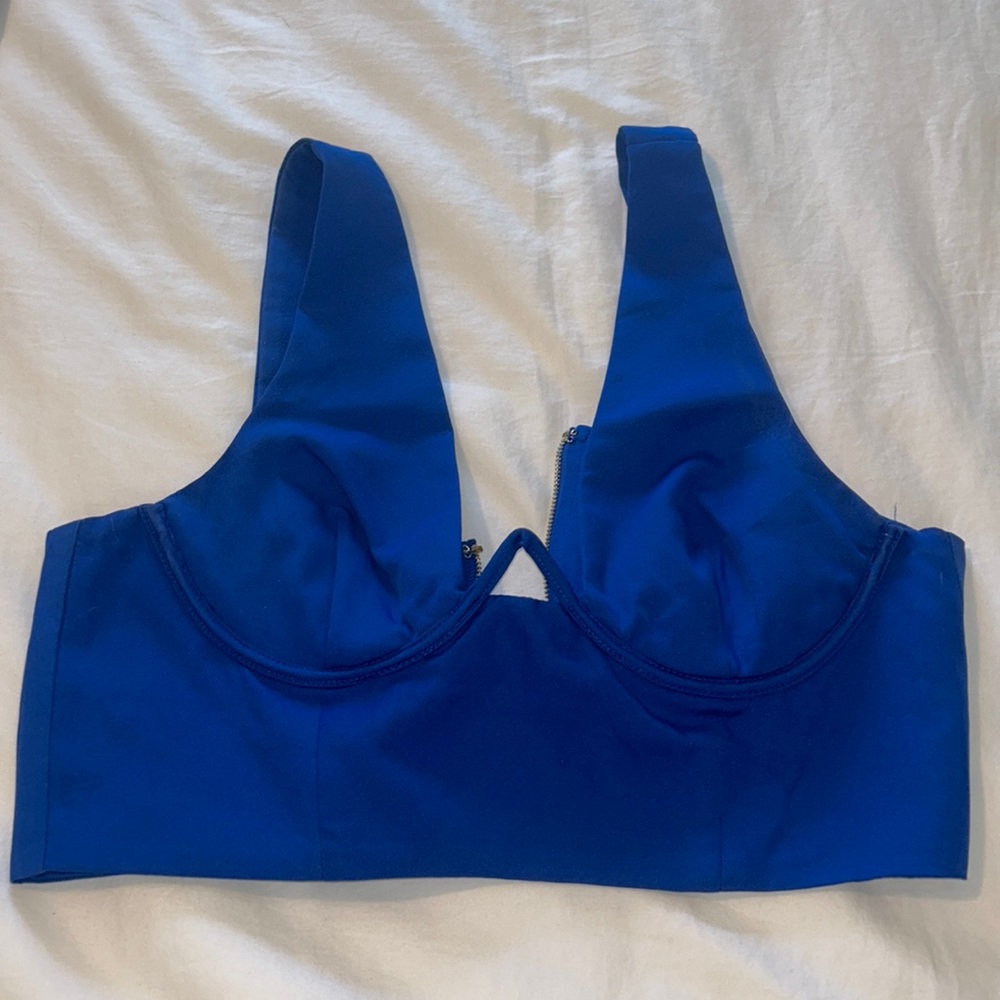 Runway Royal Blue crop with zip back top size medium